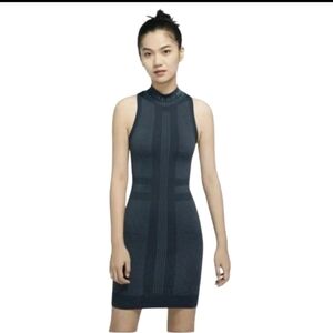 Nike Air Max Sleeveless Mini Dress Mock Neck In Black